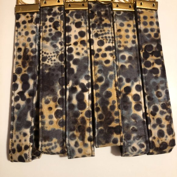 New Handmade Fabric Key Fob Wristlet | Keychain | Hand Dyed | Gray and Beige - Picture 5 of 9